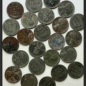 Lincoln Wheat Pennies 🪙1943 Zinc Silvered Toned (25 Coins) some double stamped